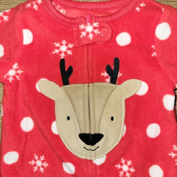 Carter's Just One You Baby Reindeer Fleece Footed Pajamas Size 3 Months New - Picture 3 of 8
